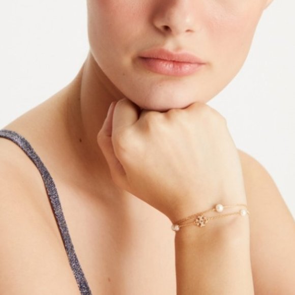 BNWT TORY BURCH KIRA PEARL DOUBLE-STRAND BRACELET - Picture 10 of 14